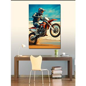 Kanvas Tablo Çöl Motorcusu 100x140 cm