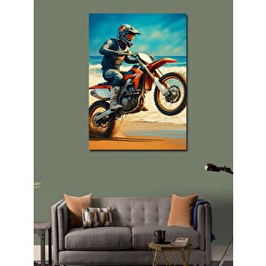 Kanvas Tablo Çöl Motorcusu 100x140 cm