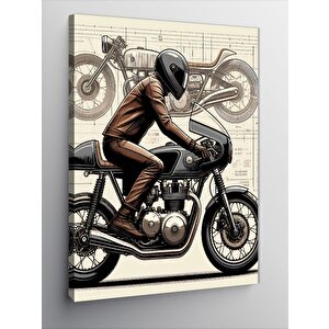 Kanvas Tablo Motorcu Adam 100x140 cm
