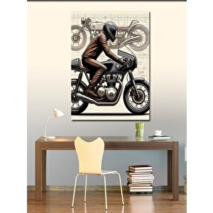 Kanvas Tablo Motorcu Adam 100x140 cm