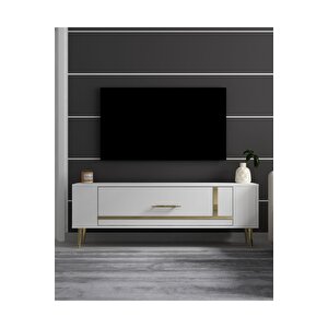 Retrop1dh Tv Sehpasi Beyaz Altın Beyaz gold