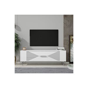 Retrol1dh Tv Sehpası Beyaz Gümüş Beyaz-Gümüş