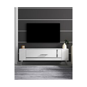 Retrop1dh Tv Sehpasi Beyaz Gümüş Beyaz-Gümüş