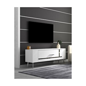 Retrop1dh Tv Sehpasi Beyaz Gümüş Beyaz-Gümüş