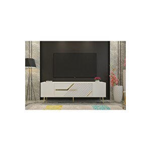 Dekolp5dh Tv Sehpası Beyaz Altın Beyaz gold