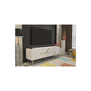 Dekolp5dh Tv Sehpası Beyaz Altın Beyaz gold