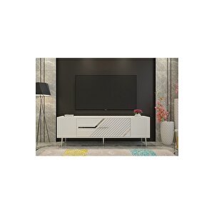 Dekolp5dh Tv Sehpasi Beyaz Gümüş Beyaz-Gümüş