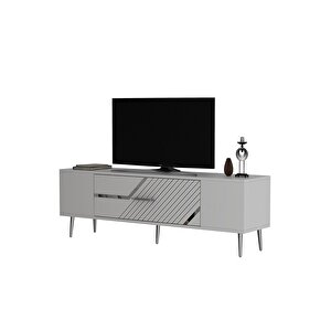 Dekolp5dh Tv Sehpasi Beyaz Gümüş