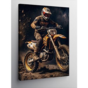 Kanvas Tablo Çamurlu Motorcu 50x70 cm