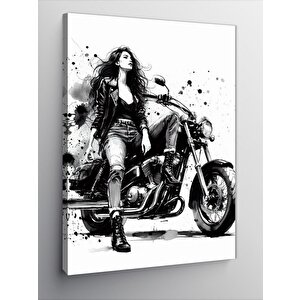 Kanvas Tablo Motorlu Kadın 70x100 cm