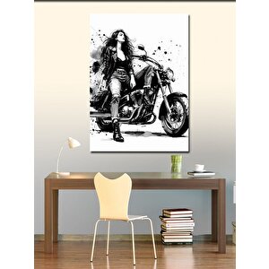 Kanvas Tablo Motorlu Kadın 70x100 cm