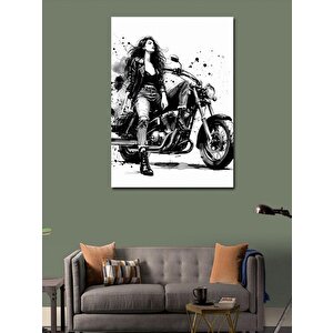 Kanvas Tablo Motorlu Kadın 70x100 cm