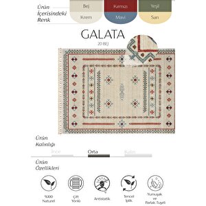 Galata 20 Bej Otantik Salon Halısı İskandinav Halı Bambu Halı El Dokuma koridor halı 130x190 cm
