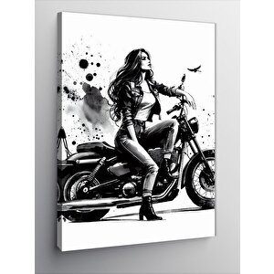 Kanvas Tablo Motorlu Kadın 100x140 cm