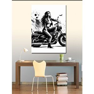 Kanvas Tablo Motorlu Kadın 100x140 cm