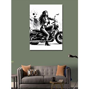 Kanvas Tablo Motorlu Kadın 100x140 cm