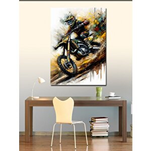 Kanvas Tablo Çamurlu Motorcu 100x140 cm