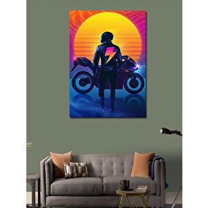 Kanvas Tablo Gün Batımındaki Motorcu 100x140 cm
