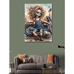 Kanvas Tablo Chopper Motor Ve Küçük Kız 50x70 cm
