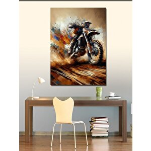 Kanvas Tablo Çamurlu Motorcu 70x100 cm