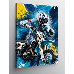 Kanvas Tablo Cross Motorcu 100x140 cm