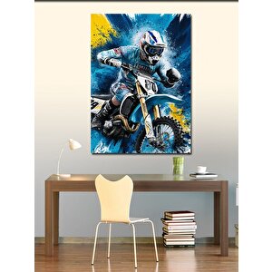 Kanvas Tablo Cross Motorcu 100x140 cm