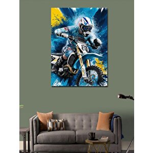 Kanvas Tablo Cross Motorcu 100x140 cm