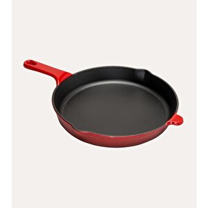 Dayanıklı Döküm Kızartma Tavası Kırmızı Renk 27 Cm