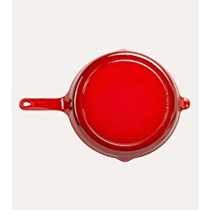 Sürel Dayanıklı Döküm Kızartma Tavası Kırmızı Renk 27 Cm