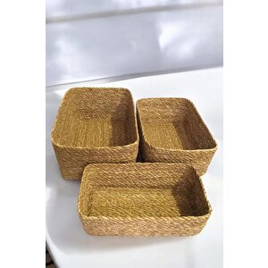Hasır 3’lü Düzenleyici Dekoratif Sepet Organizer Dikdörtgen Pnl-ph39 C-1-1-100