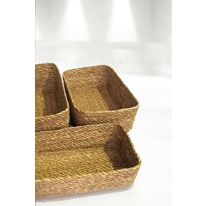 Hasır 3’lü Düzenleyici Dekoratif Sepet Organizer Dikdörtgen Pnl-ph39 C-1-1-100