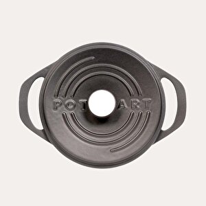 Potart 24 Cm Yuvarlak Döküm Tencere Mat Siyah