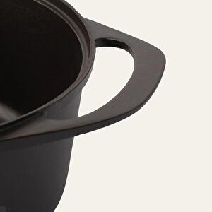 Sürel Potart 24 Cm Yuvarlak Döküm Tencere Mat Siyah