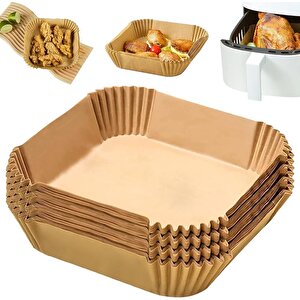 Dolphfin Yağlı Airfryer Fırın Fritöz Tepsi Pişirme Kızartma Kağıdı - Kare - 20 Cm. - 50 Adet