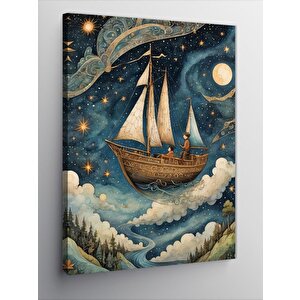 Kanvas Tablo Bulutların Üzerinde Yelkenli Ve Adam 50x70 cm