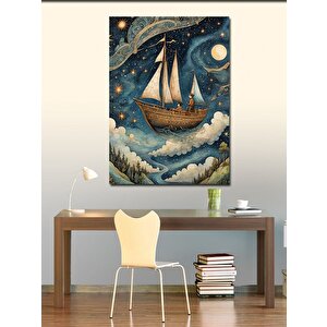 Kanvas Tablo Bulutların Üzerinde Yelkenli Ve Adam 50x70 cm