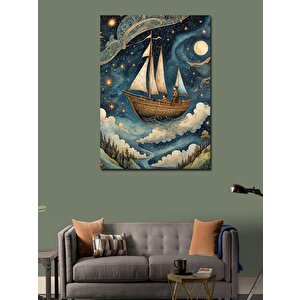Kanvas Tablo Bulutların Üzerinde Yelkenli Ve Adam 100x140 cm