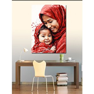 Kanvas Tablo Endonezyalı Çocuk Ve Kadın 70x100 cm