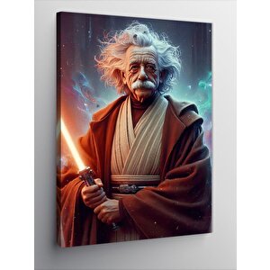 Kanvas Tablo Albert Einstein Ve Işın Kılıcı 50x70 cm