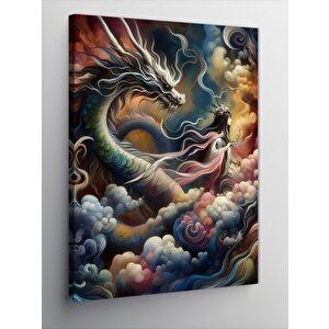 Kanvas Tablo Ejderha Ve Kadın 70x100 cm