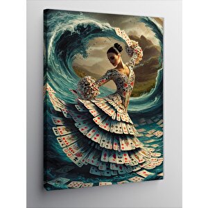 Kanvas Tablo İskambil Kağıtları Ve Kadın 50x70 cm