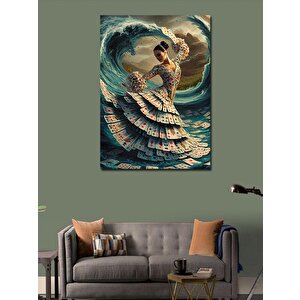 Kanvas Tablo İskambil Kağıtları Ve Kadın 50x70 cm