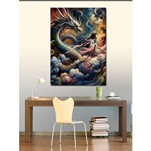 Kanvas Tablo Ejderha Ve Kadın 50x70 cm