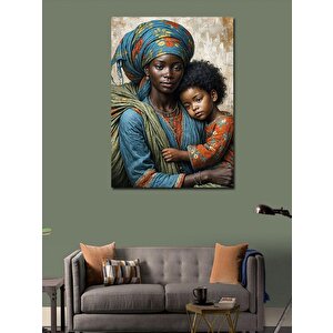 Kanvas Tablo Afrika Desenli Kadın Ve Çocuk 70x100 cm