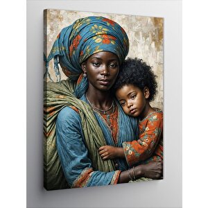 Kanvas Tablo Afrika Desenli Kadın Ve Çocuk 50x70 cm