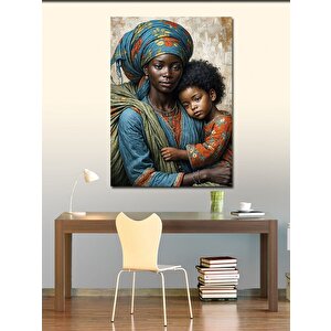 Kanvas Tablo Afrika Desenli Kadın Ve Çocuk 100x140 cm