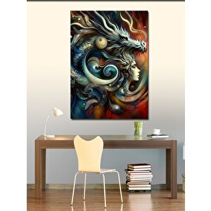 Kanvas Tablo Ejderha Ve Kadın 70x100 cm