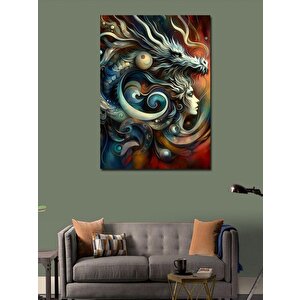 Kanvas Tablo Ejderha Ve Kadın 70x100 cm