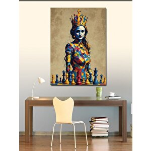 Kanvas Tablo Kraliçe Ve Satranç 50x70 cm