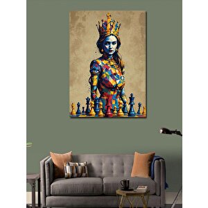 Kanvas Tablo Kraliçe Ve Satranç 50x70 cm